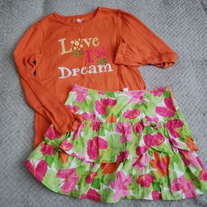 Crazy 8 Floral L/S Top & Ruffle Skirt Size 14 Back to School/Portraits/Outfit